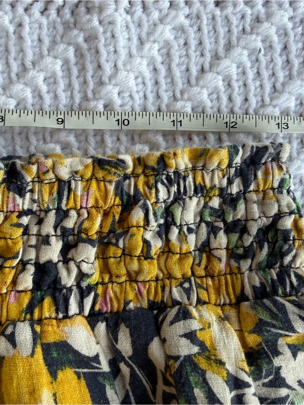 Garnet Hill Floral Linen Smocked Waist Midi Skirt Cottagecore Coastal Medium - Picture 4 of 5